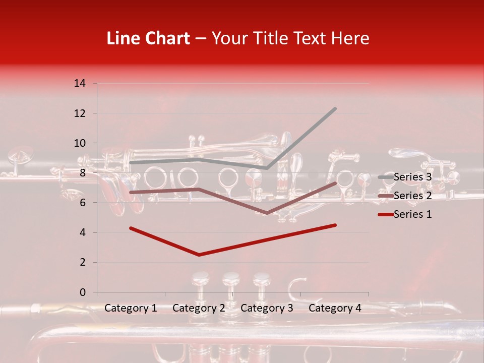 Silver Flute,Trumpet And Clarinet On Red Velvet Background PowerPoint Template