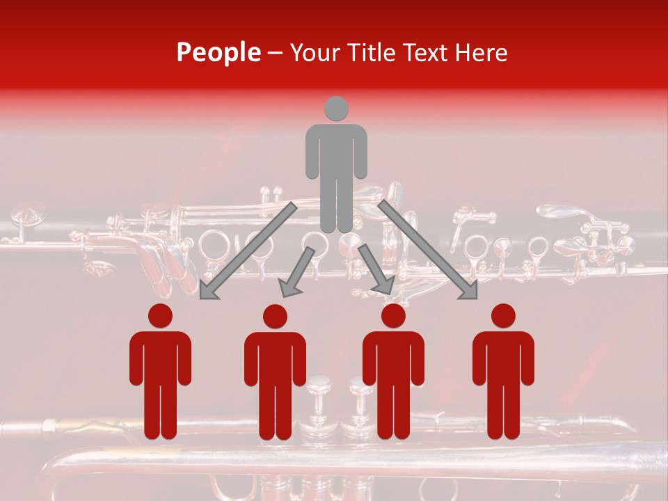 Silver Flute,Trumpet And Clarinet On Red Velvet Background PowerPoint Template