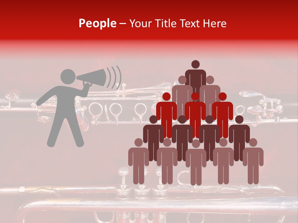 Silver Flute,Trumpet And Clarinet On Red Velvet Background PowerPoint Template