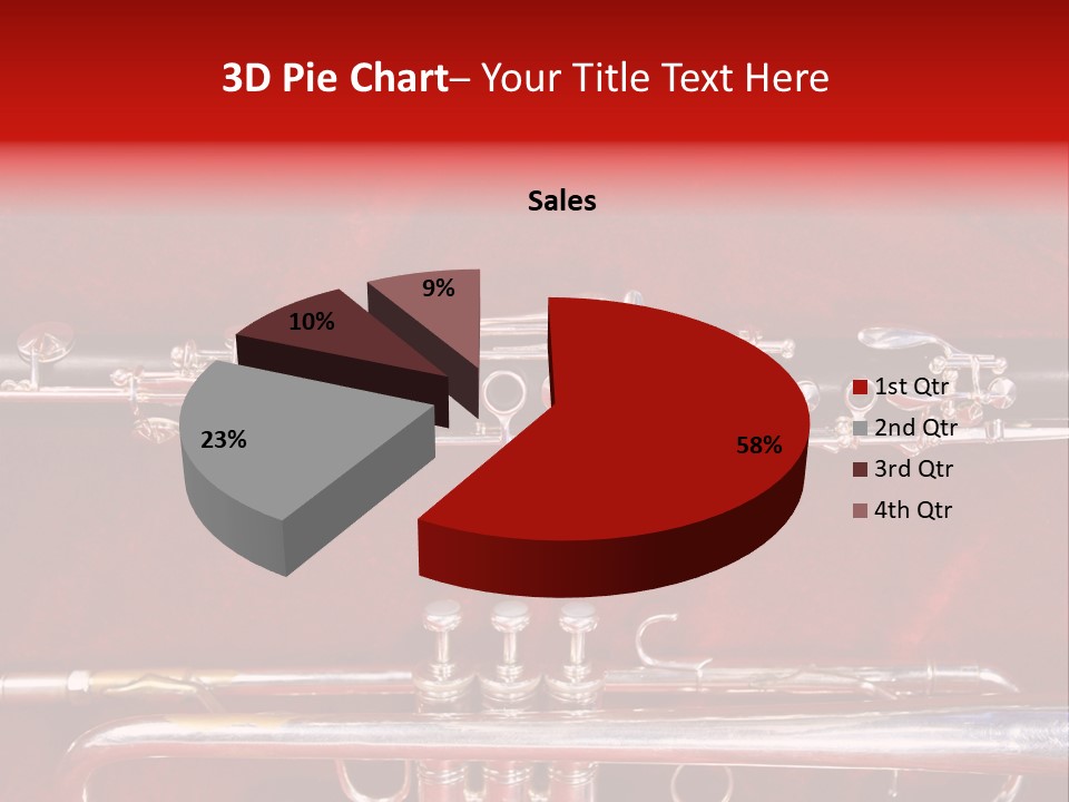 Silver Flute,Trumpet And Clarinet On Red Velvet Background PowerPoint Template