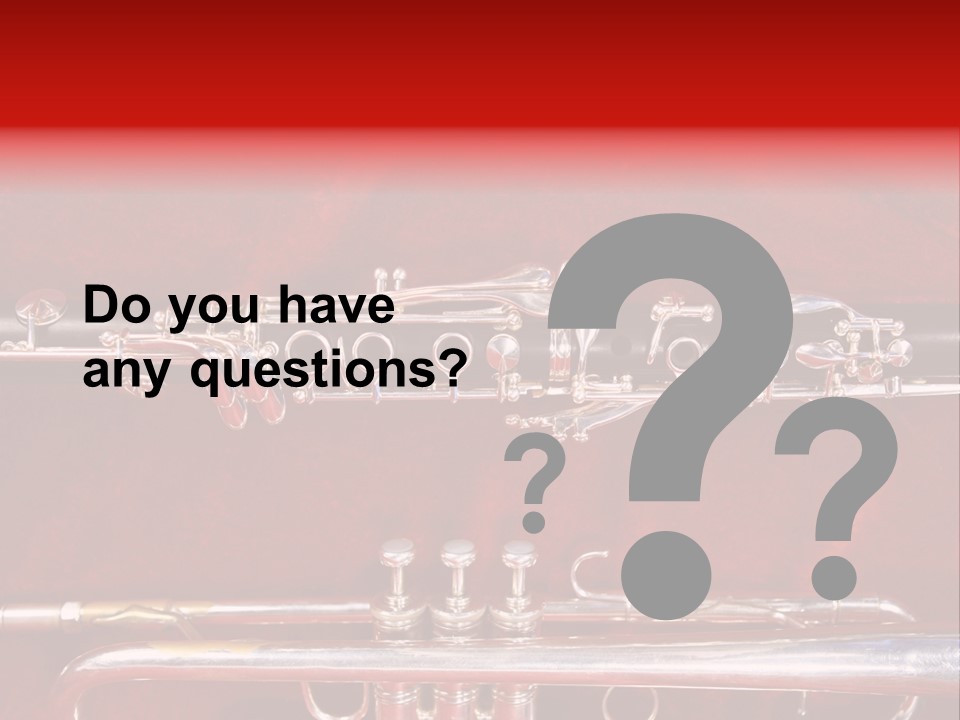 Silver Flute,Trumpet And Clarinet On Red Velvet Background PowerPoint Template