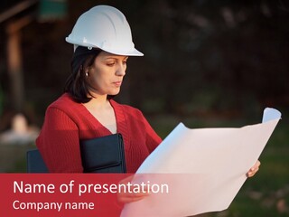 A Attractive Young Person Engineer Studying Planes PowerPoint Template