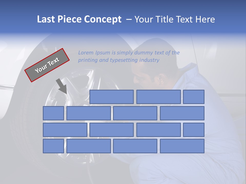 Auto Mechanic Removing Wheel Of A Car In A Workshop PowerPoint Template