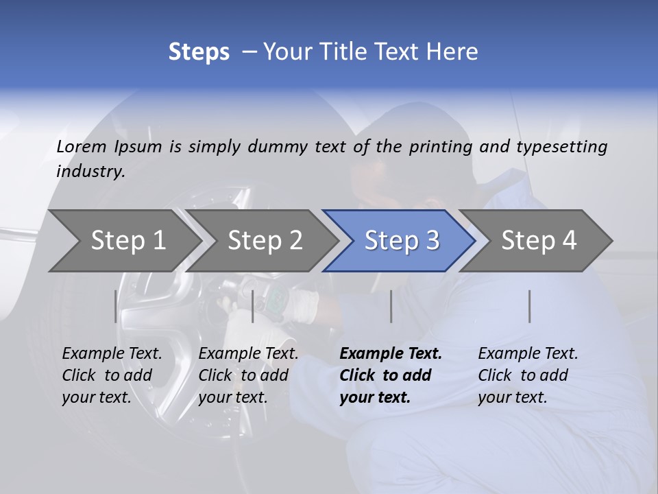 Auto Mechanic Removing Wheel Of A Car In A Workshop PowerPoint Template