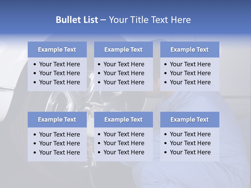 Auto Mechanic Removing Wheel Of A Car In A Workshop PowerPoint Template