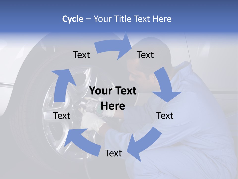Auto Mechanic Removing Wheel Of A Car In A Workshop PowerPoint Template