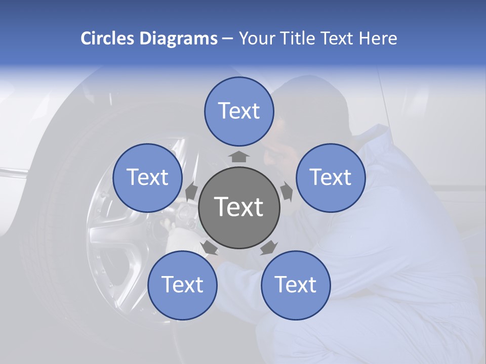 Auto Mechanic Removing Wheel Of A Car In A Workshop PowerPoint Template