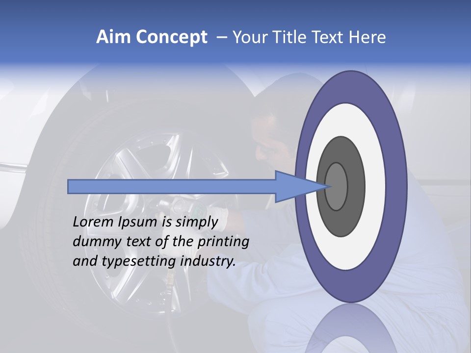 Auto Mechanic Removing Wheel Of A Car In A Workshop PowerPoint Template
