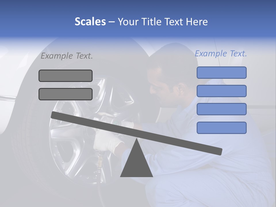 Auto Mechanic Removing Wheel Of A Car In A Workshop PowerPoint Template