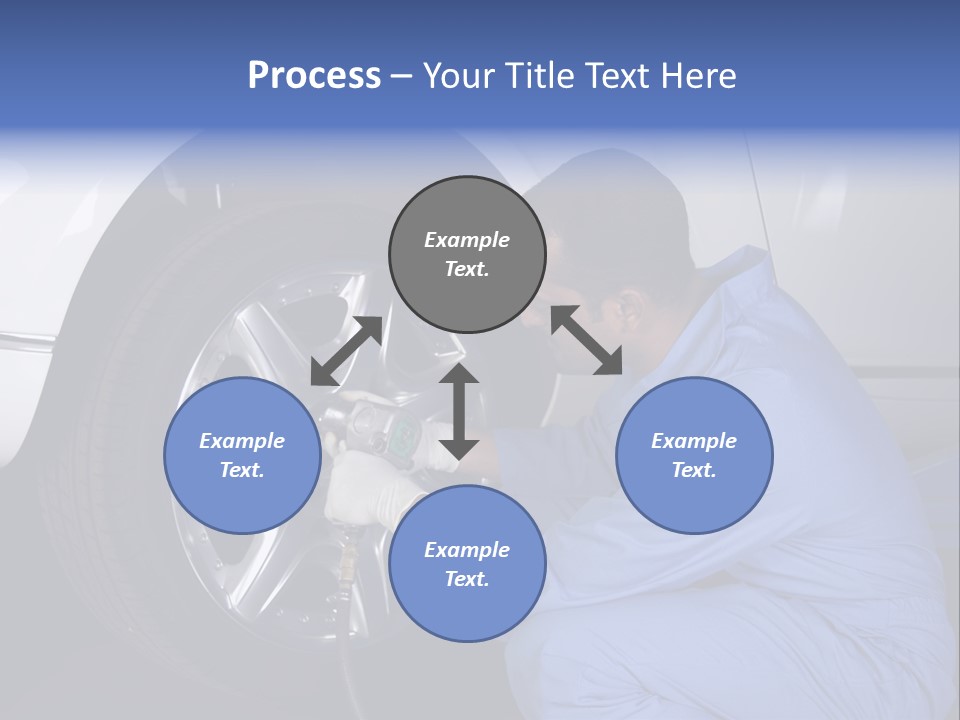 Auto Mechanic Removing Wheel Of A Car In A Workshop PowerPoint Template