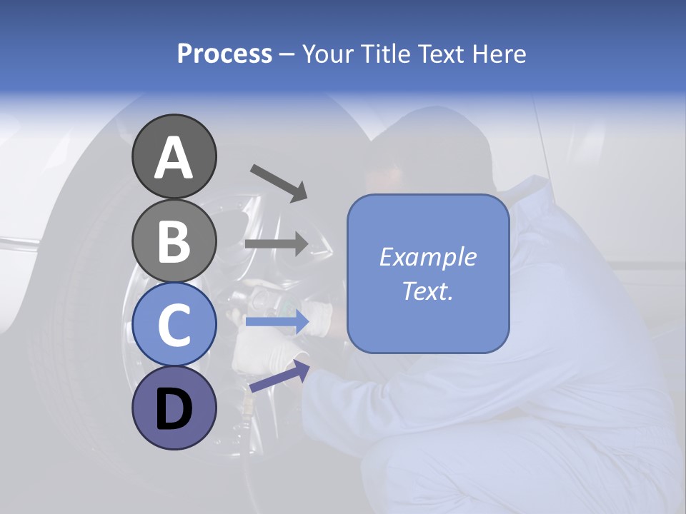 Auto Mechanic Removing Wheel Of A Car In A Workshop PowerPoint Template