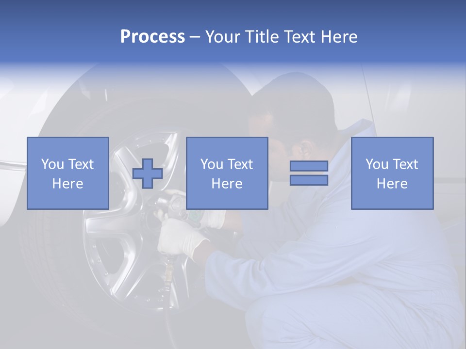 Auto Mechanic Removing Wheel Of A Car In A Workshop PowerPoint Template