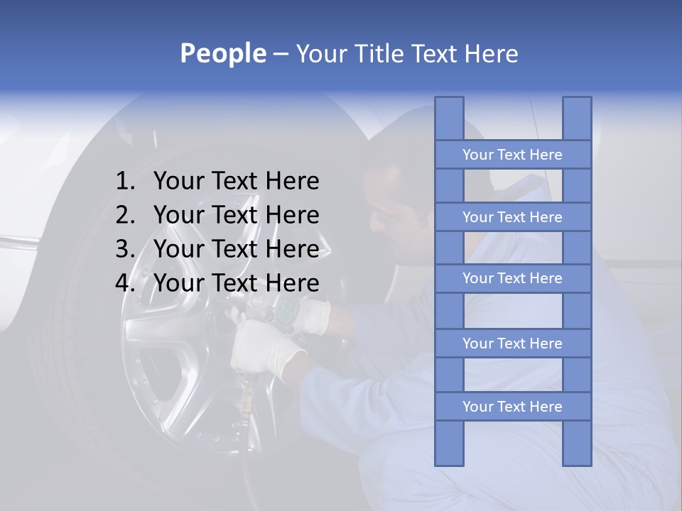 Auto Mechanic Removing Wheel Of A Car In A Workshop PowerPoint Template