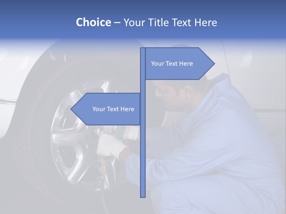 Auto Mechanic Removing Wheel Of A Car In A Workshop PowerPoint Template