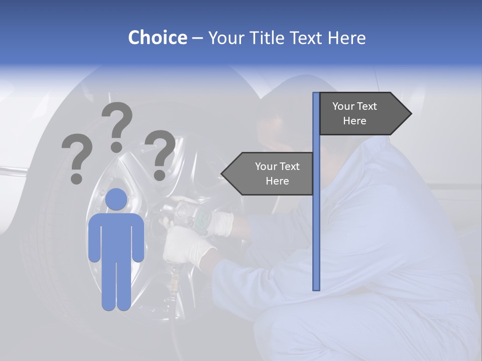 Auto Mechanic Removing Wheel Of A Car In A Workshop PowerPoint Template