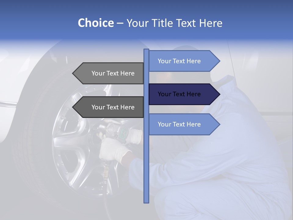 Auto Mechanic Removing Wheel Of A Car In A Workshop PowerPoint Template