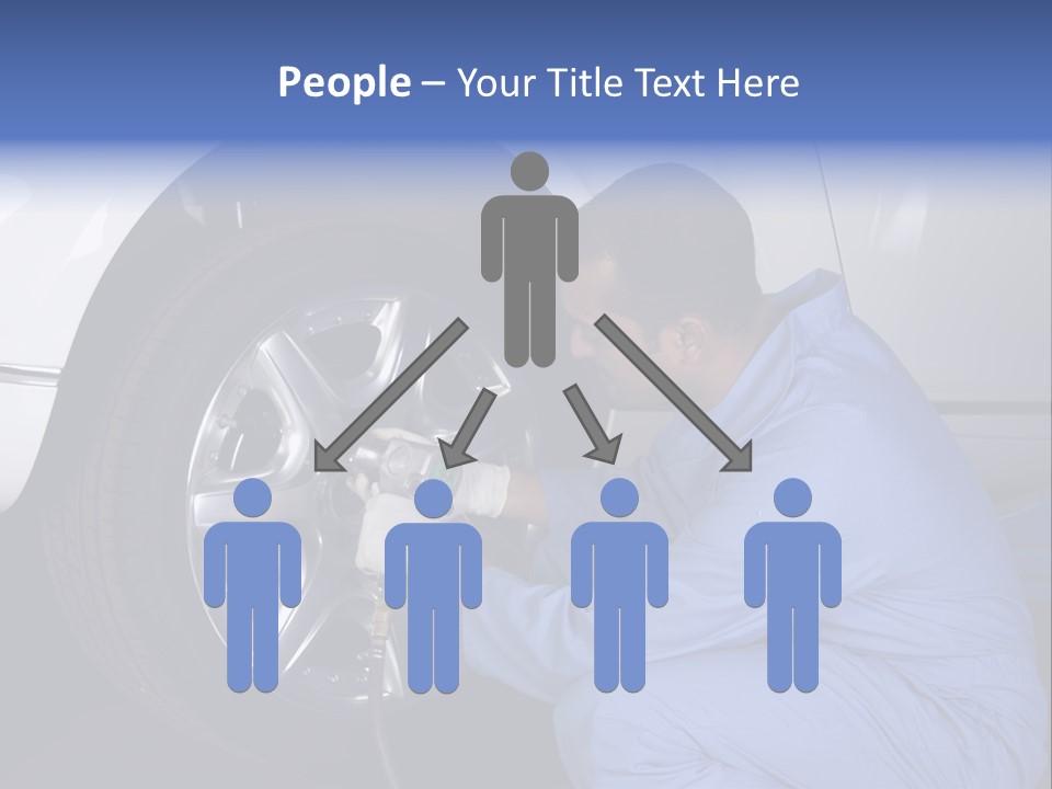 Auto Mechanic Removing Wheel Of A Car In A Workshop PowerPoint Template