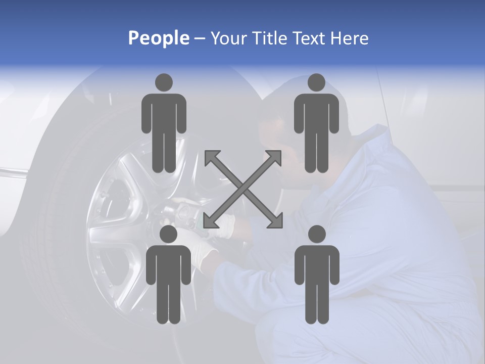 Auto Mechanic Removing Wheel Of A Car In A Workshop PowerPoint Template