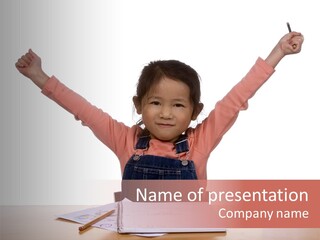 A Young Girl Practices Writing Her Letters PowerPoint Template