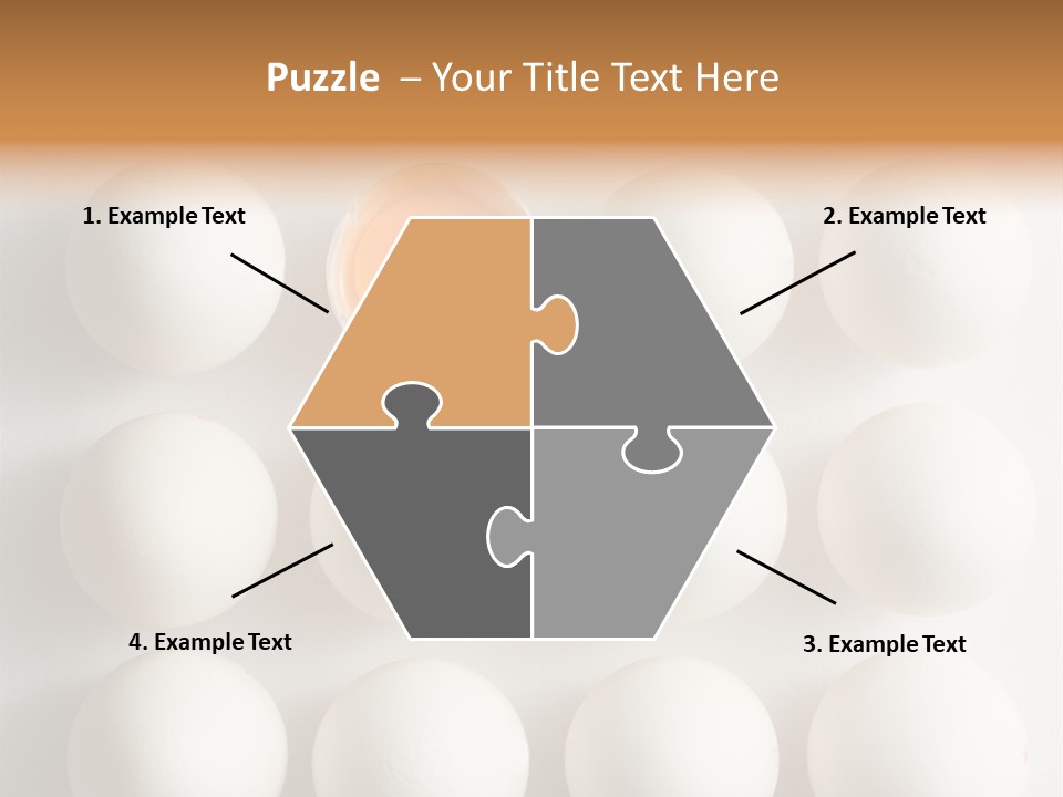Block Of Sixteen Eggs; Fifteen Are Undisturbed, The Last Is Halved With The Yolk Sitting The Shell. Shot From Above On White Background. PowerPoint Template