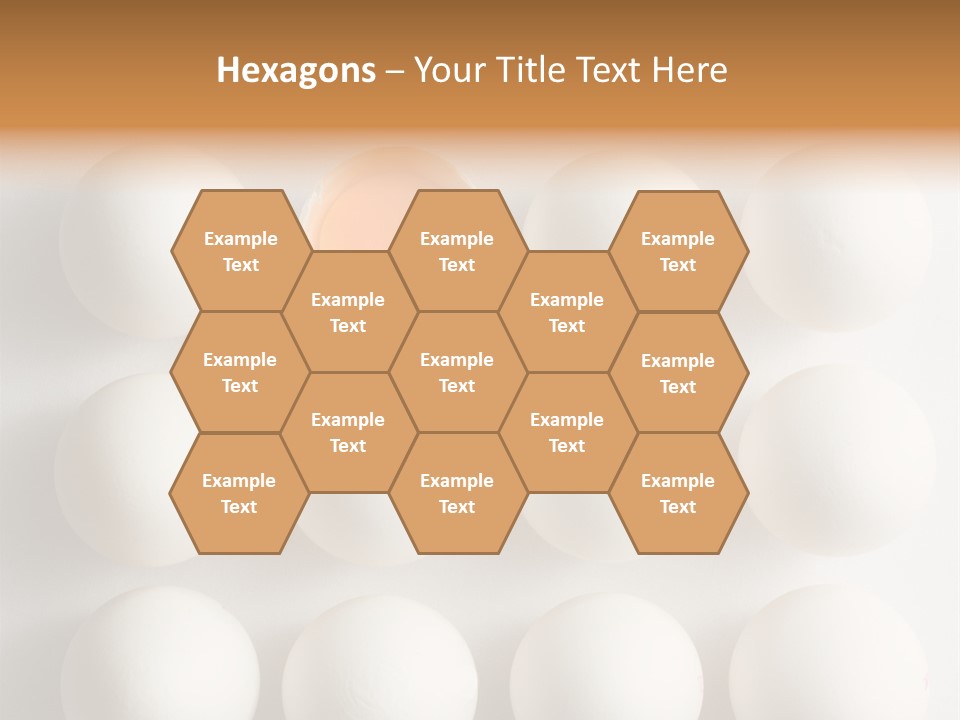 Block Of Sixteen Eggs; Fifteen Are Undisturbed, The Last Is Halved With The Yolk Sitting The Shell. Shot From Above On White Background. PowerPoint Template