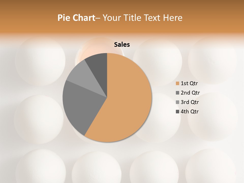 Block Of Sixteen Eggs; Fifteen Are Undisturbed, The Last Is Halved With The Yolk Sitting The Shell. Shot From Above On White Background. PowerPoint Template