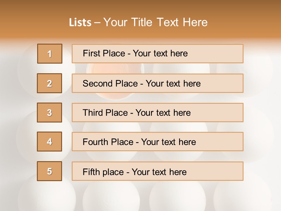 Block Of Sixteen Eggs; Fifteen Are Undisturbed, The Last Is Halved With The Yolk Sitting The Shell. Shot From Above On White Background. PowerPoint Template