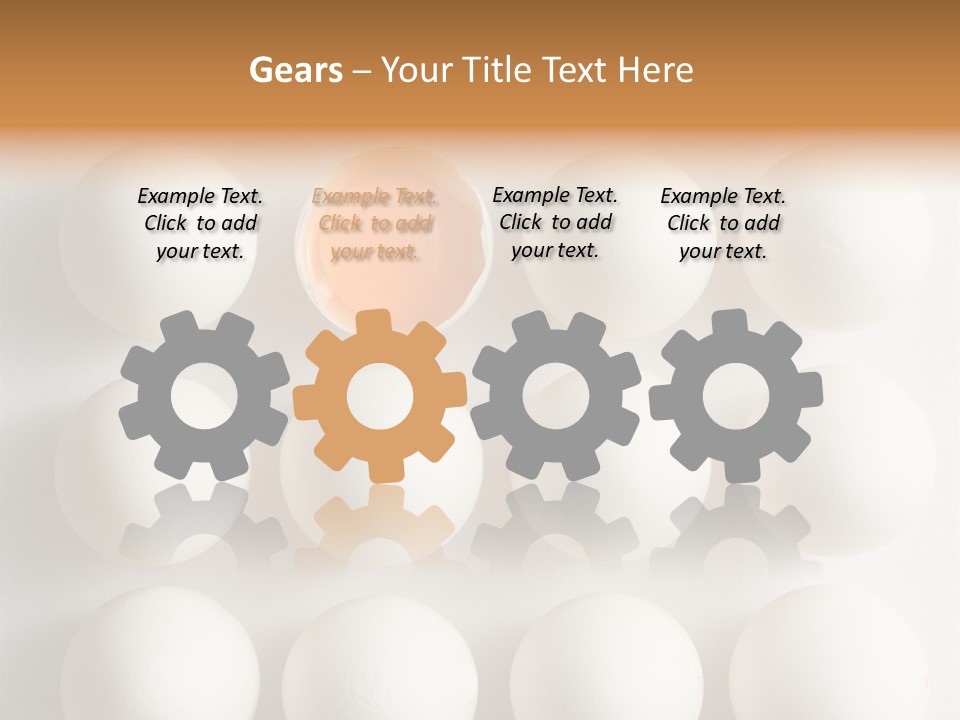 Block Of Sixteen Eggs; Fifteen Are Undisturbed, The Last Is Halved With The Yolk Sitting The Shell. Shot From Above On White Background. PowerPoint Template