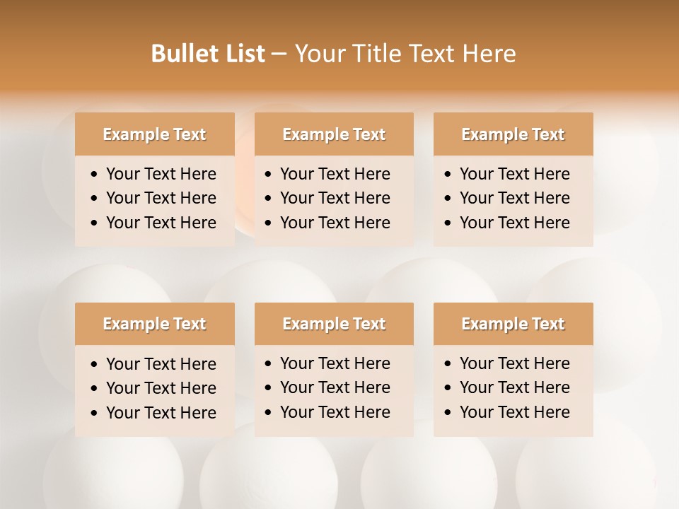 Block Of Sixteen Eggs; Fifteen Are Undisturbed, The Last Is Halved With The Yolk Sitting The Shell. Shot From Above On White Background. PowerPoint Template