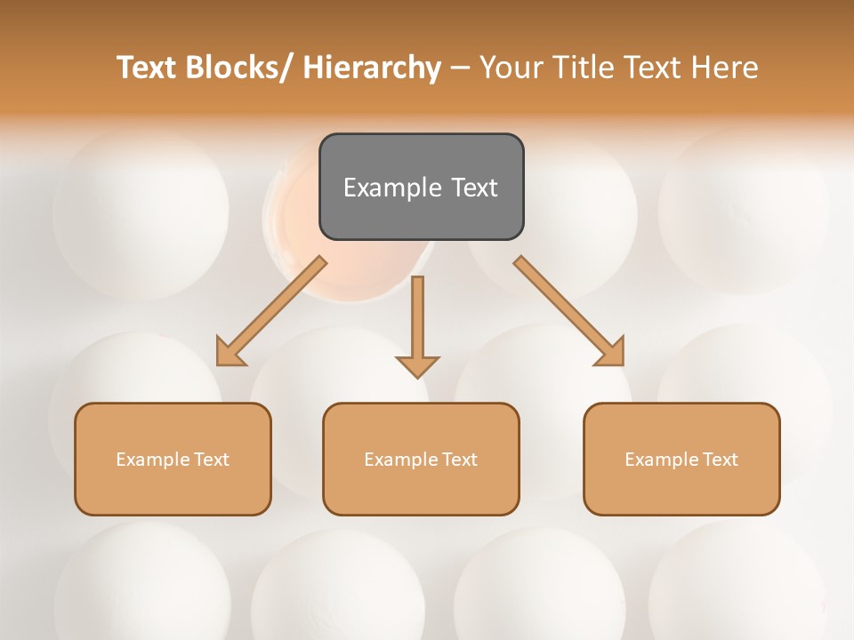 Block Of Sixteen Eggs; Fifteen Are Undisturbed, The Last Is Halved With The Yolk Sitting The Shell. Shot From Above On White Background. PowerPoint Template