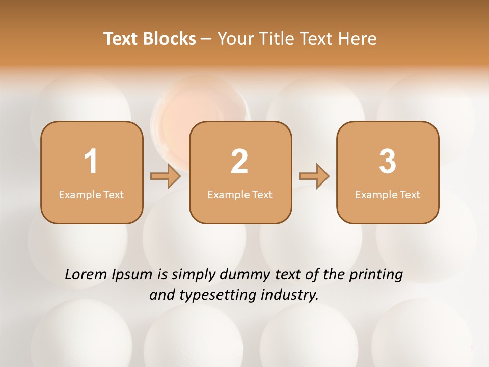 Block Of Sixteen Eggs; Fifteen Are Undisturbed, The Last Is Halved With The Yolk Sitting The Shell. Shot From Above On White Background. PowerPoint Template