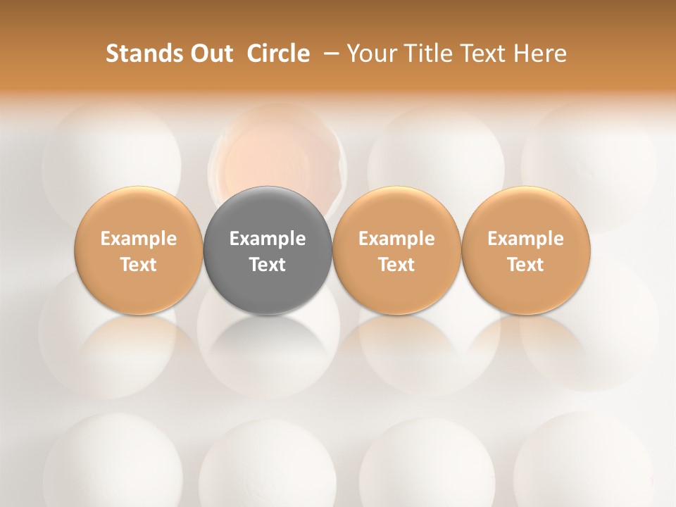 Block Of Sixteen Eggs; Fifteen Are Undisturbed, The Last Is Halved With The Yolk Sitting The Shell. Shot From Above On White Background. PowerPoint Template