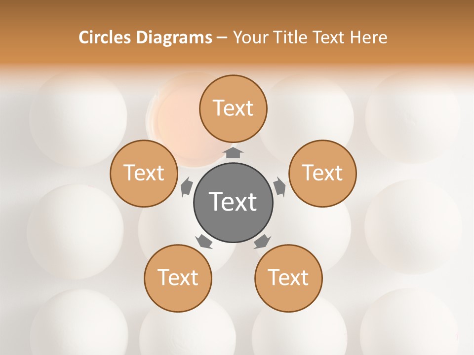 Block Of Sixteen Eggs; Fifteen Are Undisturbed, The Last Is Halved With The Yolk Sitting The Shell. Shot From Above On White Background. PowerPoint Template
