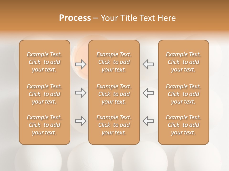 Block Of Sixteen Eggs; Fifteen Are Undisturbed, The Last Is Halved With The Yolk Sitting The Shell. Shot From Above On White Background. PowerPoint Template