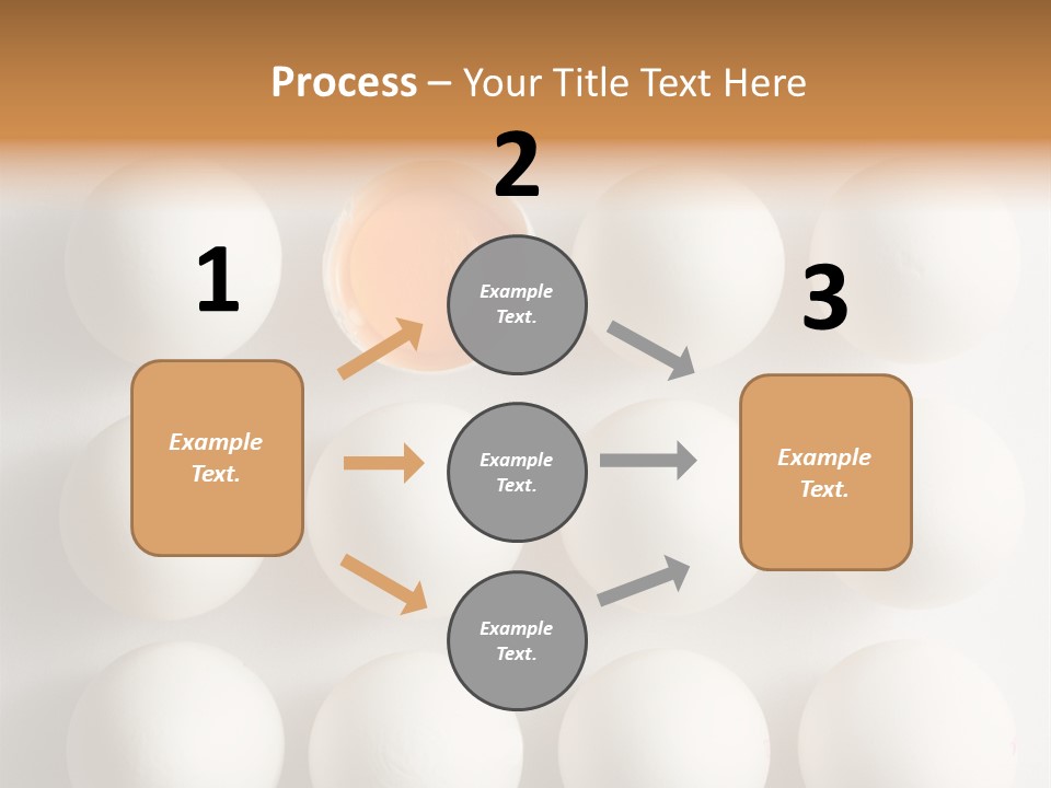 Block Of Sixteen Eggs; Fifteen Are Undisturbed, The Last Is Halved With The Yolk Sitting The Shell. Shot From Above On White Background. PowerPoint Template