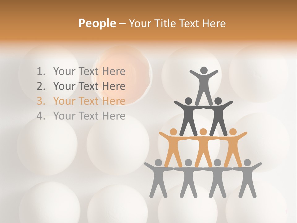 Block Of Sixteen Eggs; Fifteen Are Undisturbed, The Last Is Halved With The Yolk Sitting The Shell. Shot From Above On White Background. PowerPoint Template
