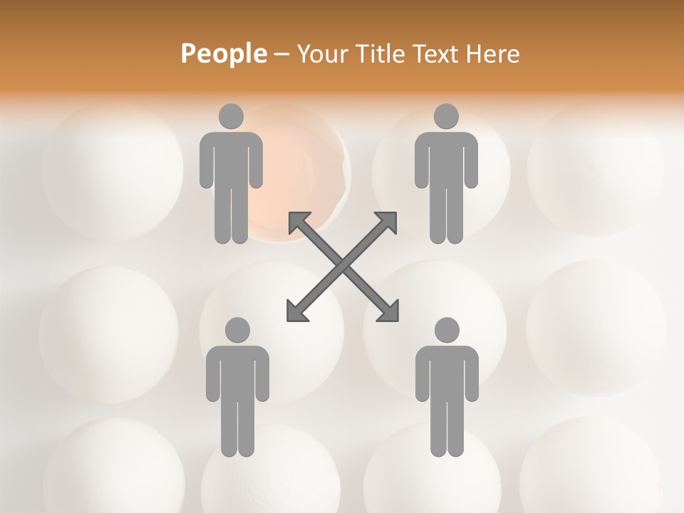 Block Of Sixteen Eggs; Fifteen Are Undisturbed, The Last Is Halved With The Yolk Sitting The Shell. Shot From Above On White Background. PowerPoint Template