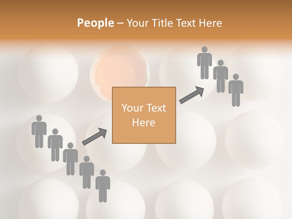 Block Of Sixteen Eggs; Fifteen Are Undisturbed, The Last Is Halved With The Yolk Sitting The Shell. Shot From Above On White Background. PowerPoint Template