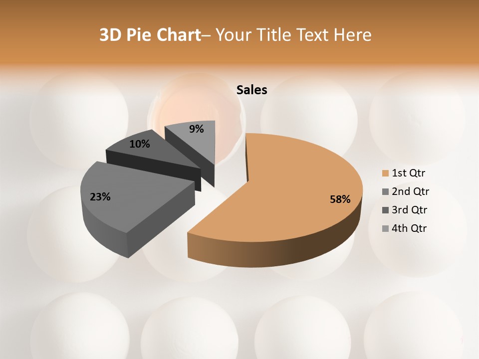 Block Of Sixteen Eggs; Fifteen Are Undisturbed, The Last Is Halved With The Yolk Sitting The Shell. Shot From Above On White Background. PowerPoint Template