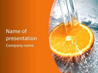 An Orange Being Squeezed Into Water With A Fork PowerPoint Template