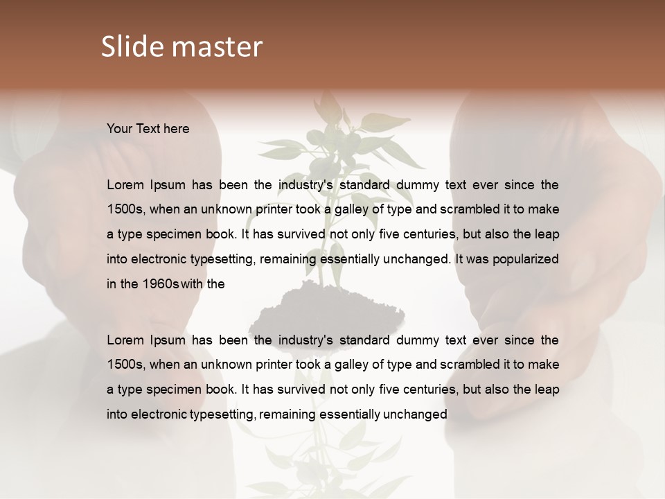 Business Men Holding A Plant Between Hands On White PowerPoint Template