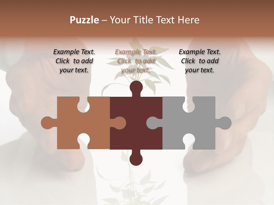 Business Men Holding A Plant Between Hands On White PowerPoint Template