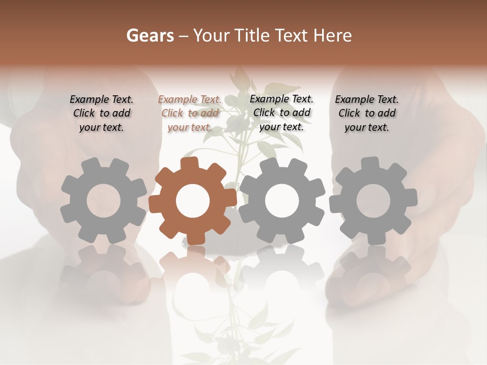 Business Men Holding A Plant Between Hands On White PowerPoint Template