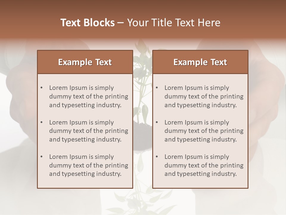 Business Men Holding A Plant Between Hands On White PowerPoint Template