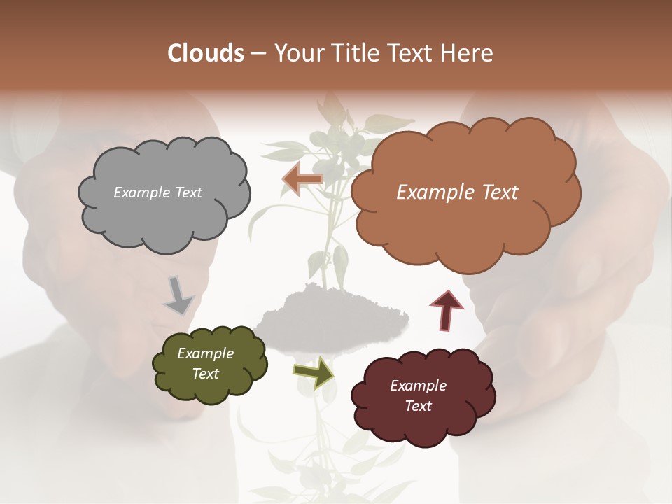 Business Men Holding A Plant Between Hands On White PowerPoint Template