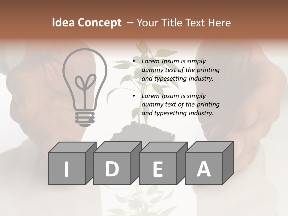 Business Men Holding A Plant Between Hands On White PowerPoint Template