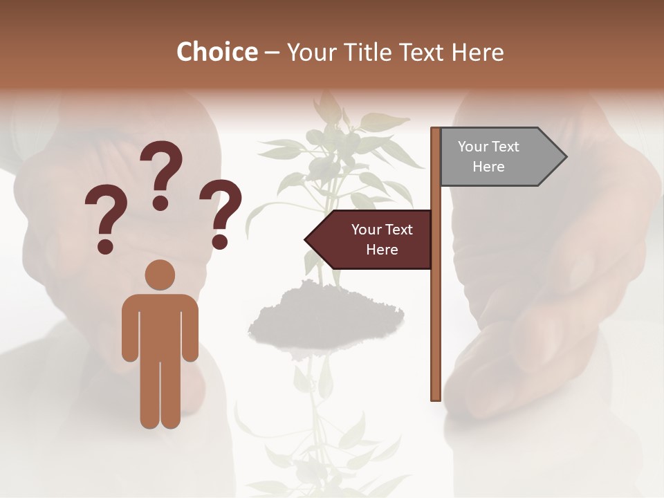 Business Men Holding A Plant Between Hands On White PowerPoint Template