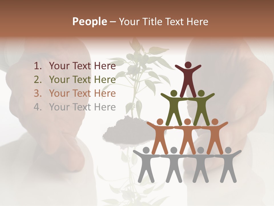 Business Men Holding A Plant Between Hands On White PowerPoint Template