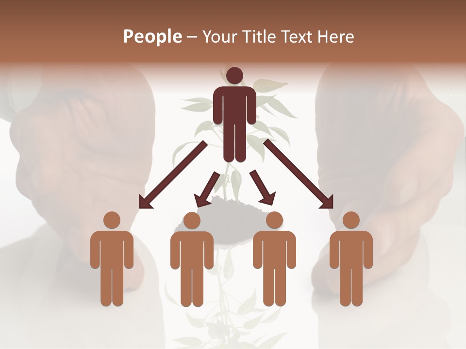 Business Men Holding A Plant Between Hands On White PowerPoint Template