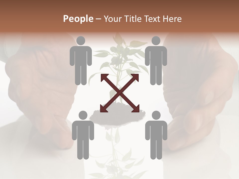 Business Men Holding A Plant Between Hands On White PowerPoint Template